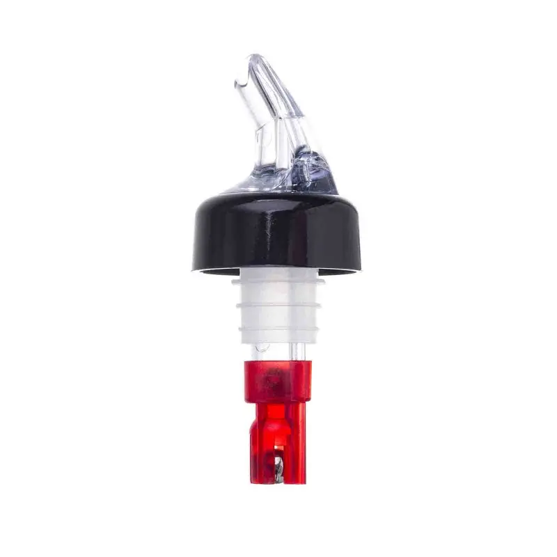 Tablecraft Proper Pour Measured Pourer 1 Oz. Clear/Red 1.5"x1.5"x3.75" - Set of 12