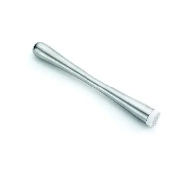 Tablecraft Muddler With Plastic Tip Black 1"x1"x8.75" - Stainless Steel (201) - Set of 6
