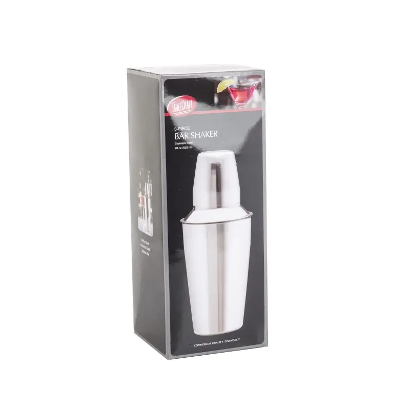 Tablecraft 3-Piece Cocktail Shaker 28 Oz. 3.875"x3.875"x9.875" - Stainless Steel (200 Series) - Set of 6 Tablecraft 3-Piece Cocktail Shaker 28 Oz. 3.875"x3.875"x9.875" - Stainless Steel (200 Series) - Set of 6