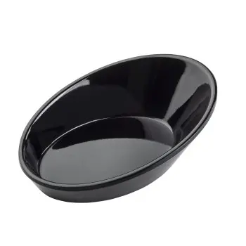 Tablecraft Oval Mini Dish .75 Oz. Black 3.5"x2.375"x1.125" - Melamine - Set of 24
