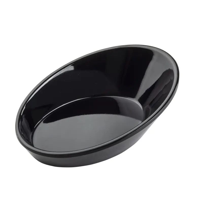 Tablecraft Oval Mini Dish .75 Oz. Black 3.5"x2.375"x1.125" - Melamine - Set of 24