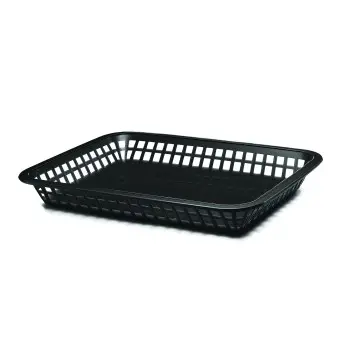 Tablecraft Rectangular Mas Grande Basket Black 11.75"x8.5"x1.5" - Polypropylene (PPH) - Set of 36