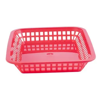 Tablecraft Rectangular Grande Basket Red 10.75"x7.75"x1.5" - Polypropylene (PPH) - Set of 36