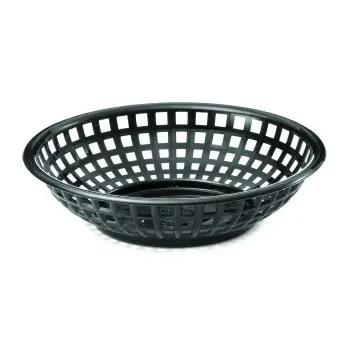 Tablecraft Round Serving Basket Black 8"x8"x2" - Polypropylene (PPH) - Set of 36