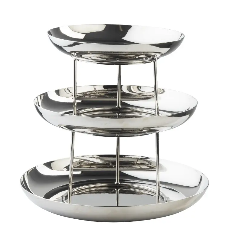 Tablecraft Round Three-Tiered Seafood Tower 13.75"x13.75"x12.75" - Stainless Steel