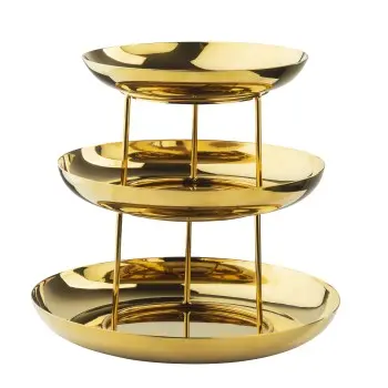 Tablecraft Round Three-Tiered Seafood Tower Gold 13.75"x13.75"x12.75" - Stainless Steel