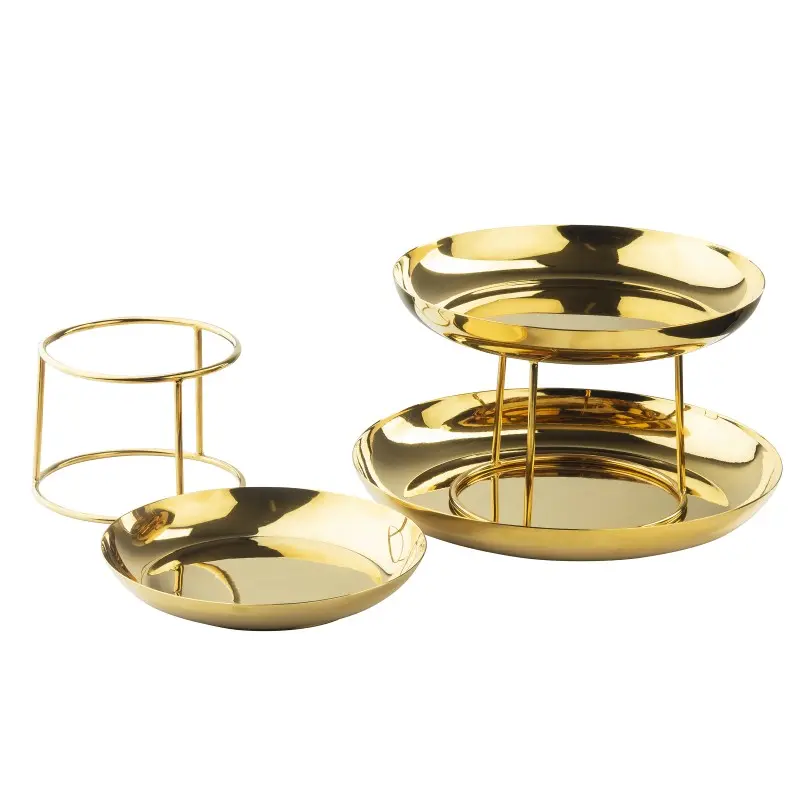 Tablecraft Round Three-Tiered Seafood Tower Gold 13.75"x13.75"x12.75" - Stainless Steel