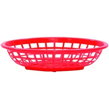 Tablecraft Oval Serving Basket Red 8"x5.375"x2" - Polyethylene (High Density Copolymer) - Set of 36