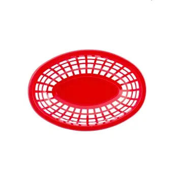 Tablecraft Oval Serving Basket Red 8"x5.375"x2" - Polyethylene (High Density Copolymer) - Set of 36