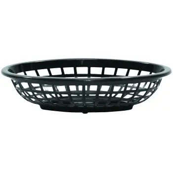 Tablecraft Oval Serving Basket Oz. Black 7.9375"x5.375"x2" - Polyethylene (High Density Copolymer) - Set of 36