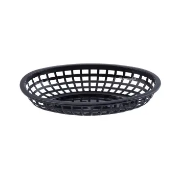 Tablecraft Oval Classic Basket Black 9.375"x6.25"x1.875" - Polyethylene (High Density Copolymer) - Set of 36
