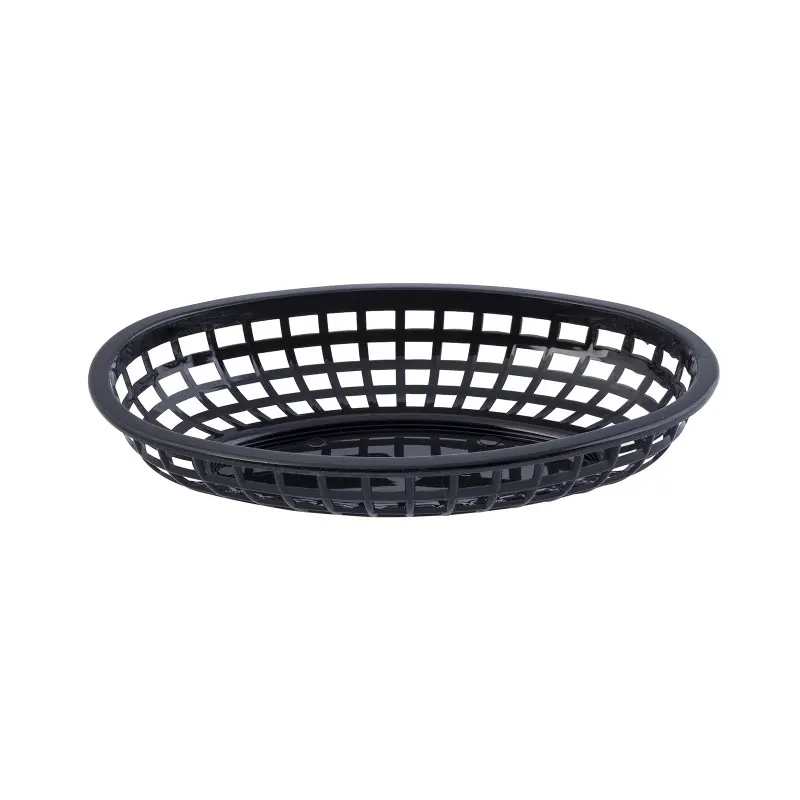 Tablecraft Oval Classic Basket Black 9.375"x6.25"x1.875" - Polyethylene (High Density Copolymer) - Set of 36