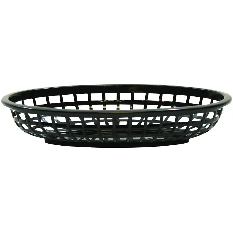 Tablecraft Oval Classic Basket Black 9.375"x6.25"x1.875" - Polyethylene (High Density Copolymer) - Set of 36