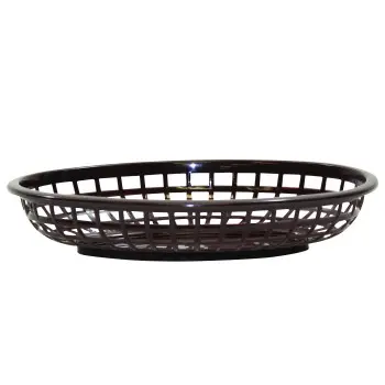 Tablecraft Oval Classic Basket Brown 9.375"x6.25"x1.875" - Polyethylene (High Density Copolymer) - Set of 36
