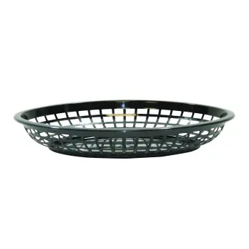 Tablecraft Oval Jumbo Basket Black 11.75"x9"x1.875" - Polypropylene (PPH) - Set of 36