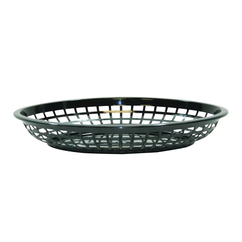 Tablecraft Oval Jumbo Basket Black 11.75"x9"x1.875" - Polypropylene (PPH) - Set of 36