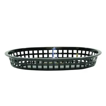 Tablecraft Oval Chicago Basket Black 10.62"x7.1875"x1.4375" - Polypropylene (PPH) - Set of 36