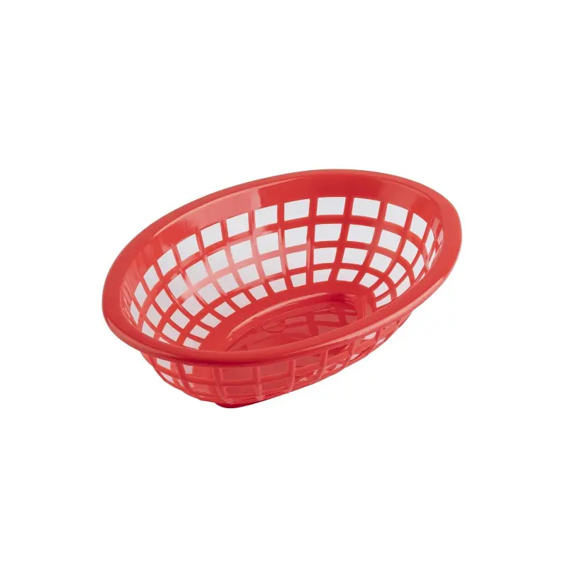Tablecraft Oval Classic Basket Red 9.375"x6.25"x1.875" - Polyethylene (High Density Copolymer) - Set of 36 Tablecraft Oval Classic Basket Red 9.375"x6.25"x1.875" - Polyethylene (High Density Copolymer) - Set of 36
