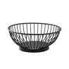 Tablecraft Parisian Collection Round Wire Basket with Solid Bottom 6"x6"x2.25" - Black Powder Coated Steel