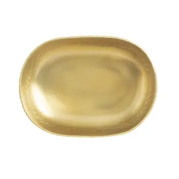 Tablecraft Crackle Collection Oval Bowl 28 Oz. Gold 6.5"x4.75"x2.375" - Powder Coated Aluminum