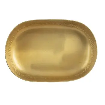 Tablecraft Crackle Collection Oval Bowl 2 Qts Gold 9.25"x6.375"x2.625" - Powder Coated Aluminum