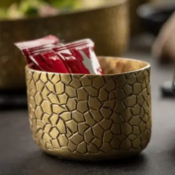 Tablecraft Crackle Collection Oval Sugar Packet Holder 6 Oz. Gold 3.25"x2.375"x2.125" - Powder Coated Aluminum