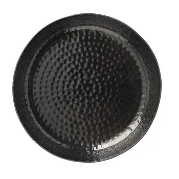 Tablecraft Crackle Collection Round Serving Platter 52 Oz. Black 8.5"x8.5"x2" - Powder Coated Aluminum