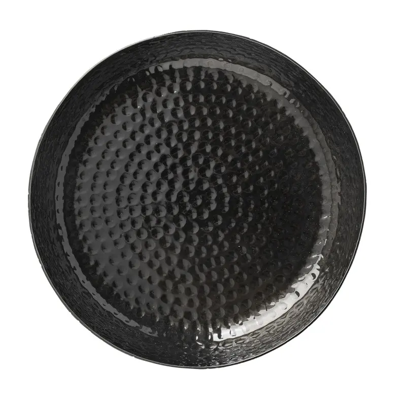 Tablecraft Crackle Collection Round Serving Platter 52 Oz. Black 8.5"x8.5"x2" - Powder Coated Aluminum