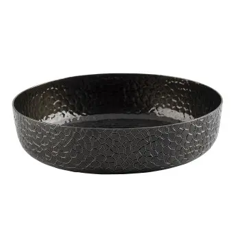 Tablecraft Crackle Collection Round Serving Platter 52 Oz. Black 8.5"x8.5"x2" - Powder Coated Aluminum