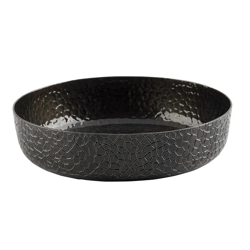 Tablecraft Crackle Collection Round Serving Platter 52 Oz. Black 8.5"x8.5"x2" - Powder Coated Aluminum