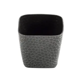 Tablecraft Crackle Collection Square Snack Basket 21 Oz. Black 4"x4"x3.625" - Powder Coated Aluminum