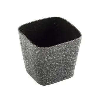Tablecraft Crackle Collection Square Snack Basket 21 Oz. Black 4"x4"x3.625" - Powder Coated Aluminum