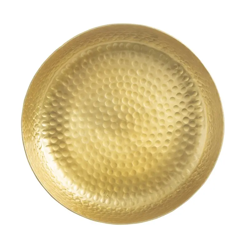 Tablecraft Crackle Collection Round Serving Platter 52 Oz. Gold 8.5"x8.5"x2" - Powder Coated Aluminum