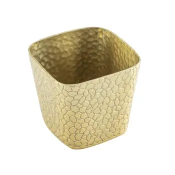 Tablecraft Crackle Collection Square Snack Basket 21 Oz. Gold 4"x4"x3.625" - Powder Coated Aluminum