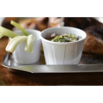 Tablecraft Better Burger Collection Round Souffle Cup 6 Oz. White 3.125"x3.125"x2.375" - Melamine - NSF - Set of 12