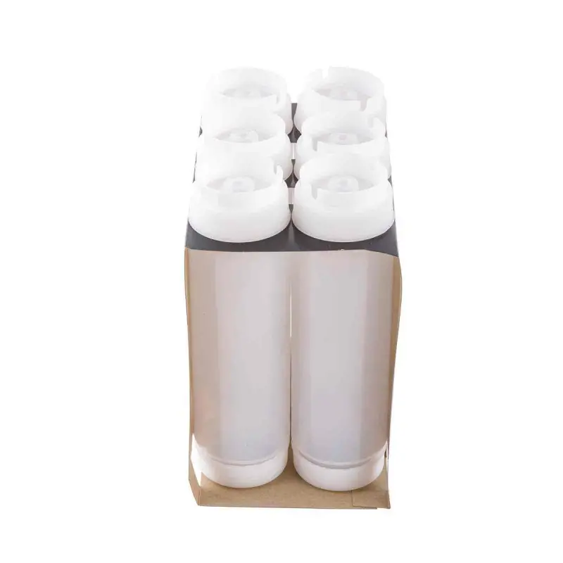 Tablecraft InvertaTop Squeeze Bottle 24 Oz. Clear 2.73"x2.73"x9" - Polyethylene (LDPE) 63mm - Pack of 6 - Set of 8
