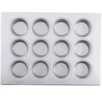 Aluminized Steel Large Muffin Pan 4.25 OZ 18"x13"x1.25" - 12 Cups (3 x 4) - Silicone Glazed Non-Stick Coating