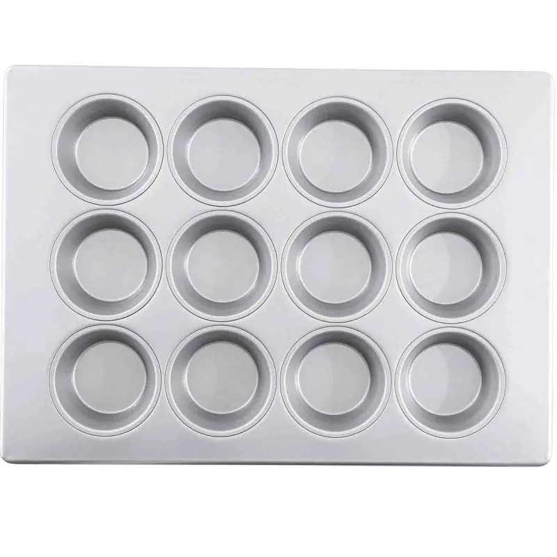 Aluminized Steel Large Muffin Pan 4.25 OZ 18"x13"x1.25" - 12 Cups (3 x 4) - Silicone Glazed Non-Stick Coating