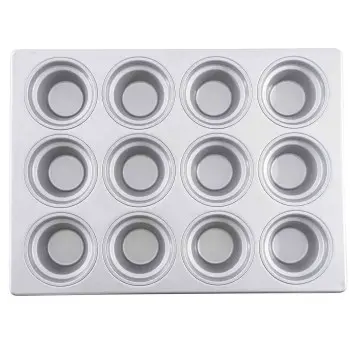 Aluminized Steel Large Crown Muffin Pan 6 Oz. 18"x13"x2" - 12 Cups (3 x 4) - Silicone Glazed Non-Stick Coating