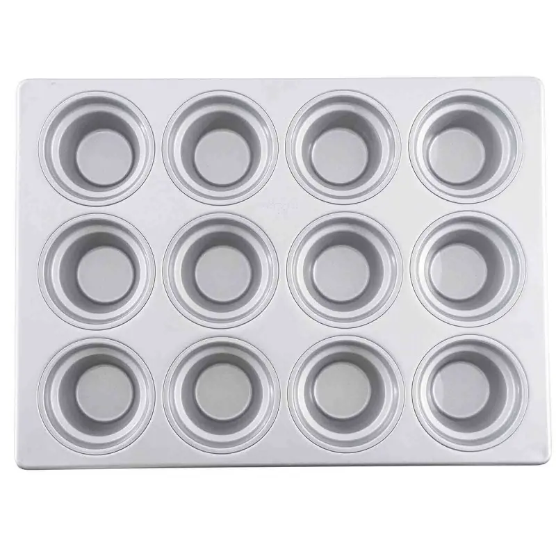 Aluminized Steel Large Crown Muffin Pan 6 Oz. 18"x13"x2" - 12 Cups (3 x 4) - Silicone Glazed Non-Stick Coating Aluminized Steel Large Crown Muffin Pan 6 Oz. 18"x13"x2" - 12 Cups (3 x 4) - Silicone Glazed Non-Stick Coating