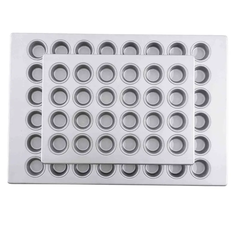 Aluminized Steel Mini Muffin Pan 1.5 OZ - 26"x18"x1" - 48 Cups (6 x 8) - Silicone Glazed Non-Stick Coating