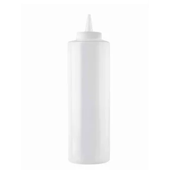 Tablecraft Squeeze Bottle 24 Oz. Clear 2.75"x2.75"x10.375" - Polyethylene (LDPE) 38mm - Standard TipTop - Set of 12