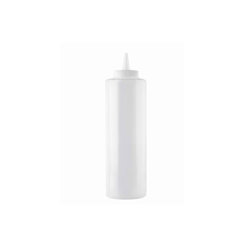 Tablecraft Squeeze Bottle 24 Oz. Clear 2.75"x2.75"x10.375" - Polyethylene (LDPE) 38mm - Standard TipTop - Set of 12