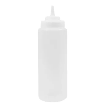 Tablecraft Widemouth Squeeze Bottle 32 Oz. Clear - Polyethylene (LDPE) 63mm - Wide-Tip Top - NSF - Set of 12