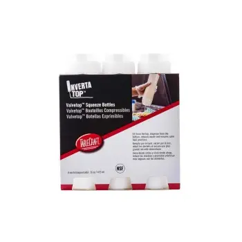 Tablecraft InvertaTop Squeeze Bottle 16 Oz. Clear - Polyethylene (LDPE) 53mm - Pack of 6 - NSF - Set of 8