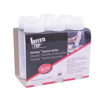 Tablecraft InvertaTop Squeeze Bottle 12 Oz. Clear - Polyethylene (LDPE) 53mm - Pack of 6 - Set of 8