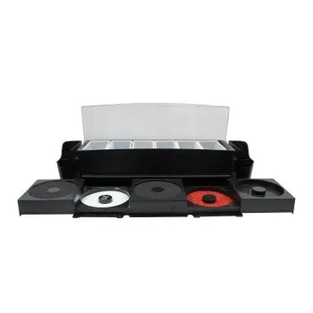 Tablecraft Ultimate Garnish Station Bar Condiment Holder Black 24.75"x7.25"x6.25" - Polystyrene (PS)