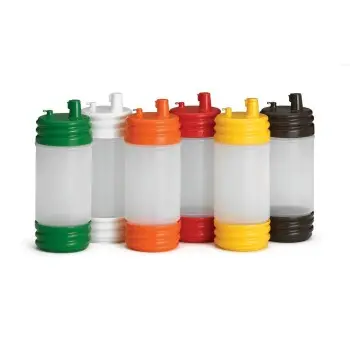 Tablecraft PourMaster Bottle with Low Profile Top 1 Qts Assorted 3.625"x3.625"x9.5" - Polyethylene (HDPE) - NSF - Set of