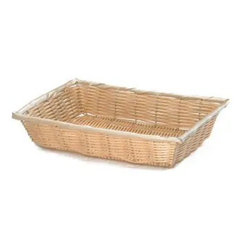 Tablecraft Rectangular Handwoven Basket Natural 14"x10"x3" - Polypropylene Cord - Set of 6