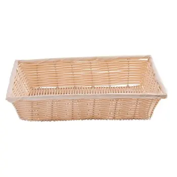 Tablecraft Rectangular Handwoven Basket Natural 14"x10"x3" - Polypropylene Cord - Set of 6